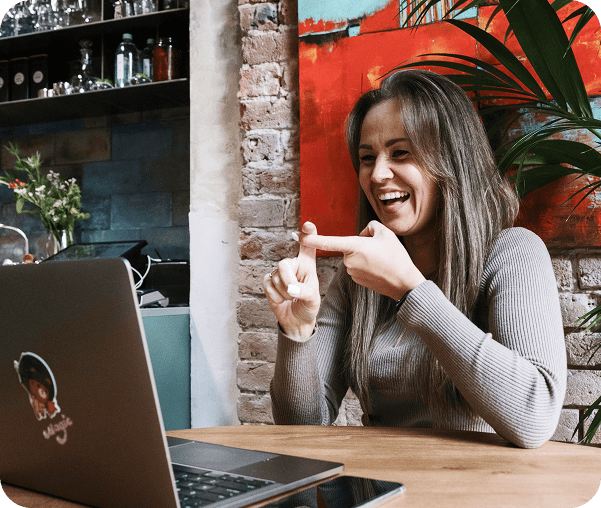 woman in front of computer